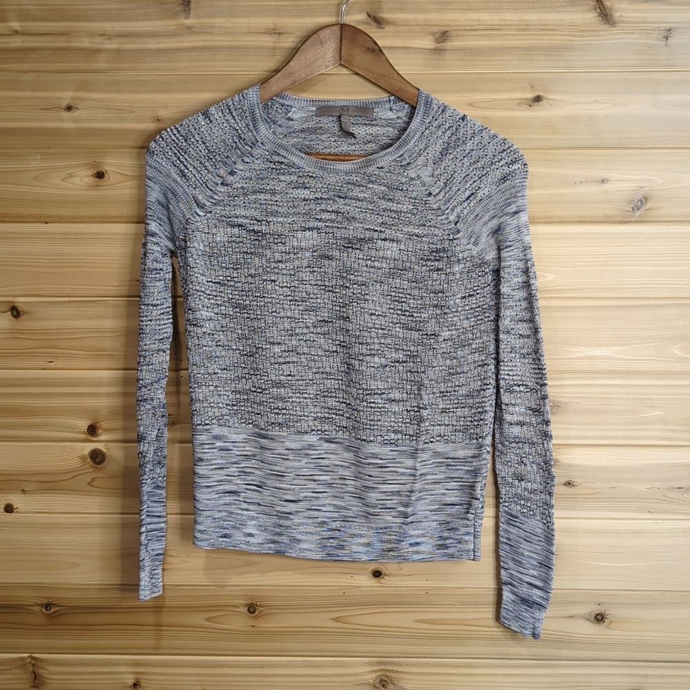 Halston Heritage Womens Sweater XS Gray Open Knit lightweight Crew Neck Sweater